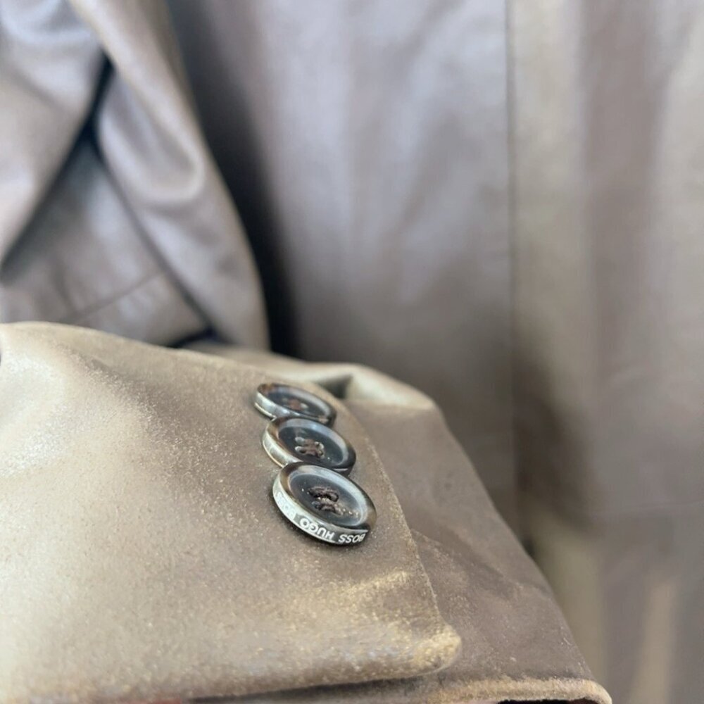 Hugo Boss Mens 50 Laslo Goatskin Patch Pockets Brown Blazer Leather Jacket - Picture 11 of 16